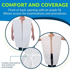 Disposable Medical Gowns 30X42 Open Back Waist Tie Short Sleeve Pack Of 50