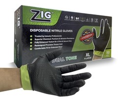 ZIG ProGrip Heavy Duty Nitrile Gloves 8 Mil Textured Grip 50 Pack