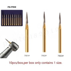 10*Tungsten Carbide Gold Burs Trimming Finishing FG7901 /7902/ 7406 /7408 Dental