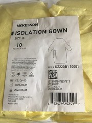 100 Count McKesson Yellow Isolation Gowns Elastic Cuff GSM 30 Size Large Exp2023