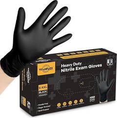 TitanFlex Disposable Nitrile Exam Gloves – 6-mil, Black, Medium 100-ct Box,