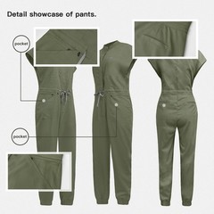 Women’s Anti-wrinkle Short Sleeve Jumpsuit Medical Nursing Uniform Scrub Sets