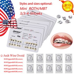 10 packs Dental Ortho Arch Wires Roth/MBT 3/345Hooks Metal Bracket Braces