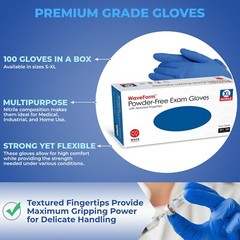 1000 Blue Nitrile Exam Medical Gloves 4 Mil, Latex & Powder Free 10 Boxes of 100