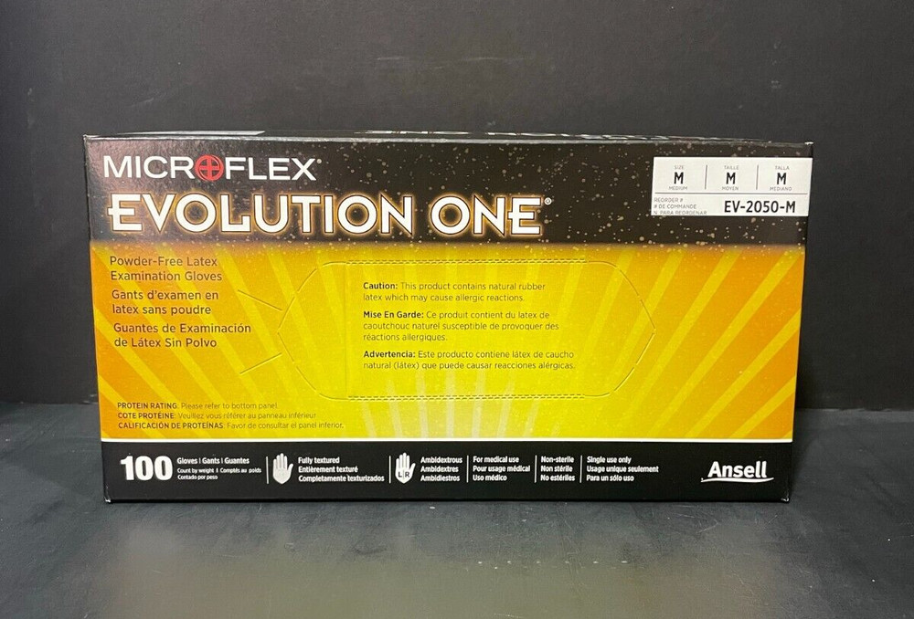 Ansell Latex Gloves Medium Microflex 10 Boxes with 100 Gloves Each