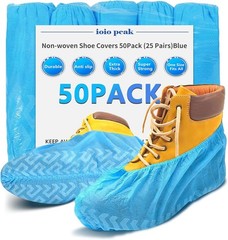 Shoe Covers Disposable 50 Pack 25 Pairs Durable Non-Slip Water Resistant & Boot