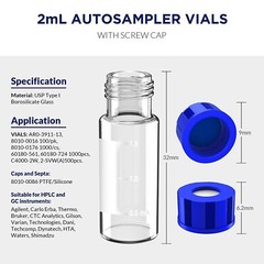 1000PCS 2ml HPLC GC Vials + Screw Caps+29*5.7mm Micro Vial Insert Plastic Spring