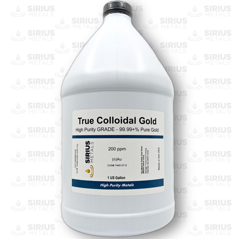 True Colloidal Gold – 200 ppm – 1 US Gallon (128 Fl Oz) in White Plastic Jug
