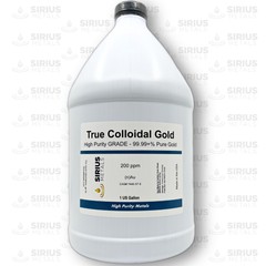 True Colloidal Gold – 200 ppm – 1 US Gallon (128 Fl Oz) in White Plastic Jug