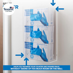 Triple Acrylic Gloves Dispenser, Tissue Box Shelf, Glove Holder Wall Mount, for