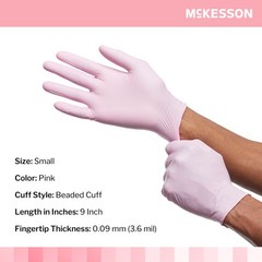 McKesson Pink Nitrile Nitrile Exam Glove Standard Cuff Length SMALL 250 per Box
