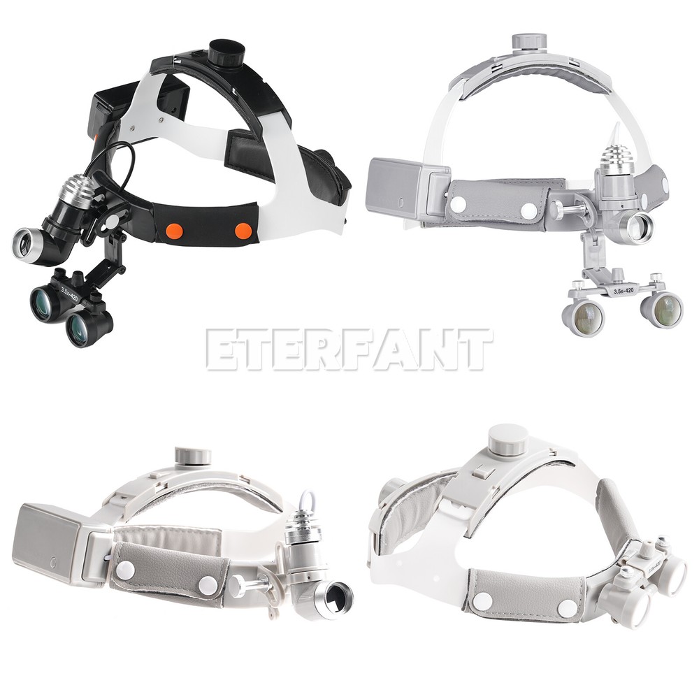 ETERFANT 3.5X-R Dental Surgical Headband Binocular Loupes & 10W LED Head Light