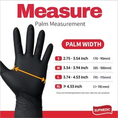 Supmedic Black Nitrile Exam Glove, 5 mil Powder-Free Latex-Free Disposable Medic