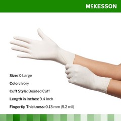 McKesson Confiderm Latex Exam Glove Standard Cuff Length X-LARGE 100 per Box