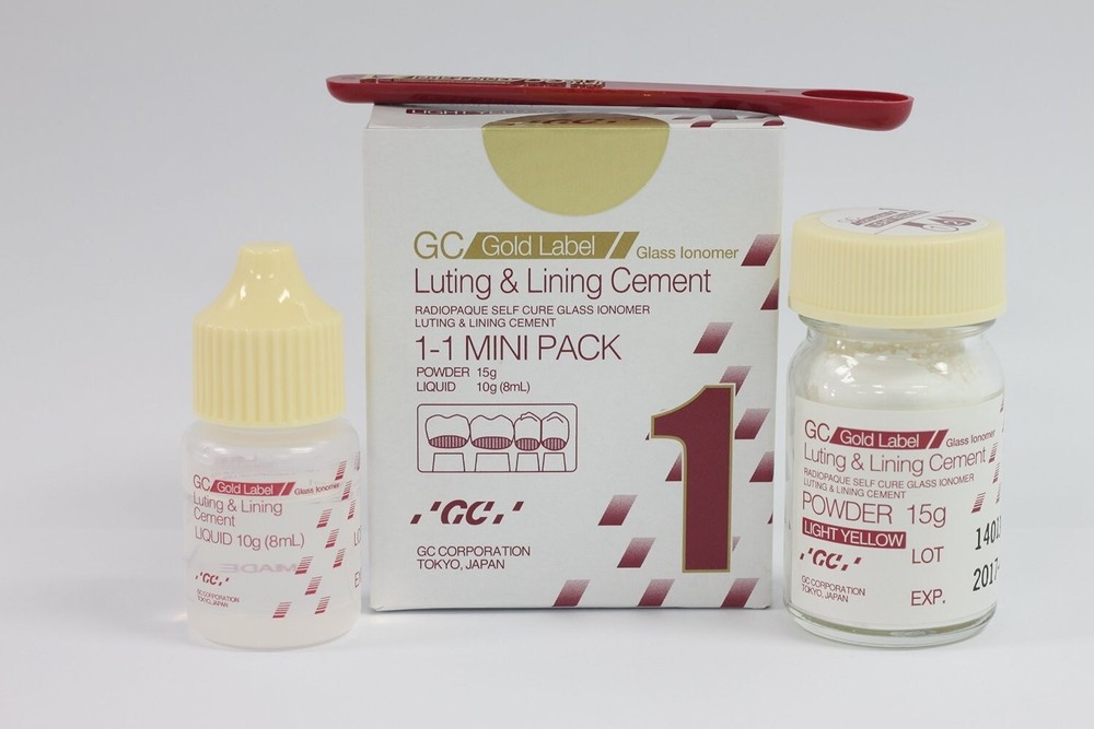 GC Gold Label Fuji 1 Mini Pack Radiopaque Luting & Lining Glass Ionomer Cement