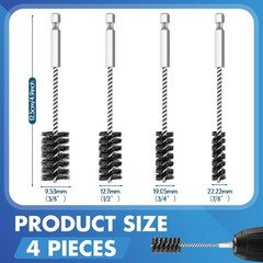 Hicarer 4 Pcs Stainless Steel Wire Brush for Drill Bore Set with silver