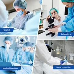 JMU Disposable Isolation Gowns PP Soft Medical Gowns with Knitted Elastic Cuffs