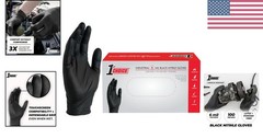 6 Mil Black Nitrile Gloves – Heavy Duty, Latex-Free, for Mechanics & Cleaning