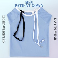 Men’s Hospital Gown Soft and Comfortable Patient Gown X-Small-Small Ciel Blue