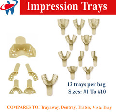 Dental Impression Trays Perforated Plastic Upper Lower, Beige, All Sizes, 12/Bg