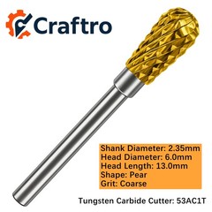 1pc 2.35mm Tungsten Carbide Cutter Pear 53AC1T Dentures Metal Cutting Grinding