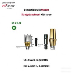 1pc Dental Titanium Straight Abutment Ti Cemented Abutment for Osstem Hiossen TS