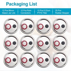 12x Wide Mouth Mushroom Liquid Culture Lid,Split-Type Mason Jar Lid with 0.22Um