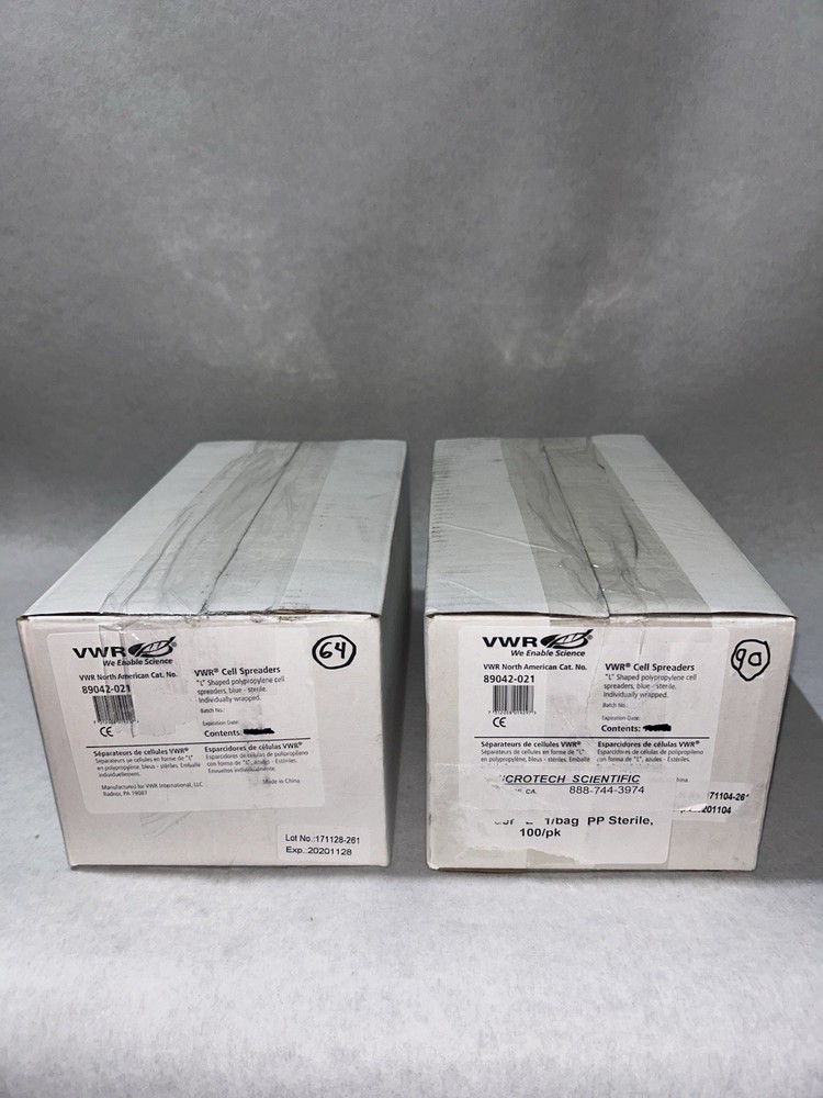 VWR 89042-021 L Shaped Polypropylene Cell Spreaders Blue Sterile (Lot Of 154)