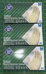 3 Safety Zone Gloves natural synthetic Size Medium Box Of 100 GVP9-MD-1-SY