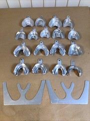 Vintage Metal Dental Impression Trays Molds Lot of 17 W/ TRUBYTE Occlusal Plate
