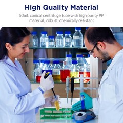 MS@ Conical Plastic Centrifuge Test Tubes 50mL 50Pcs Sterilized White Mark Area
