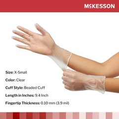 McKesson Vinyl Exam Glove Standard Cuff Length X-SMALL 150 per Box