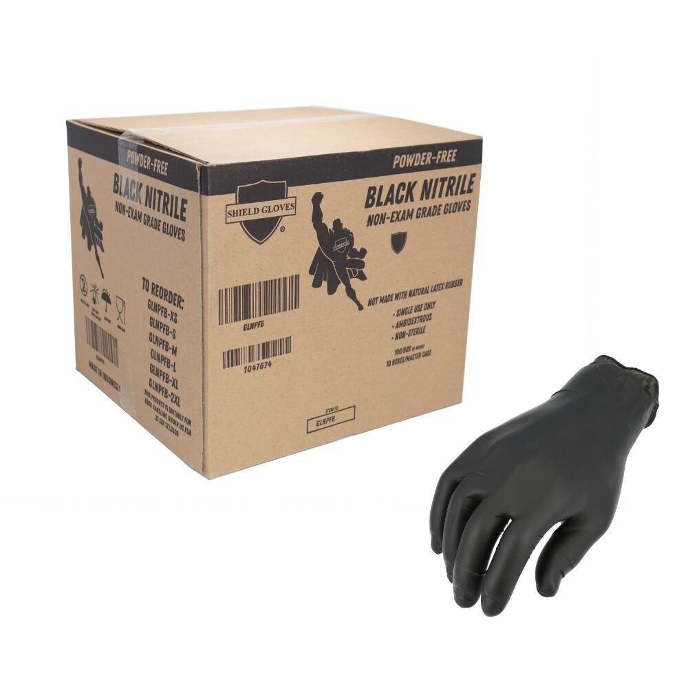 X-Small 5 MIL Textured Black Nitrile Powder-Free Gloves 36000 Pieces