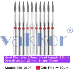 10pc/pk Diamond Burs FG Flame Super Fine Medium Coarse Grit High Speed 862 863