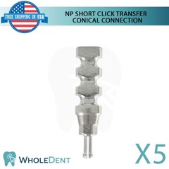 5x Dental NP Clip Transfer Impression Coping 9mm Closed Tray Conical 2.25mm