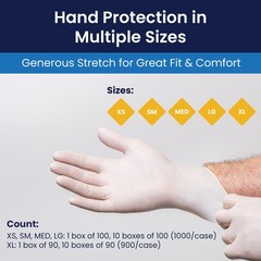 100 Pack Powder Free Latex Exam Gloves 6 Mil Thick Flexible Grip White