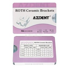 AZDENT Dental Orthodontic Ceramic Clear Bracket Brace MBT Roth 022 Hook 345 Mesh