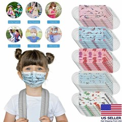 50 Pack Kids Face Mask Disposable Girls boys unisex face Cover 3 Layer Masks