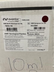1 BOX OF 400x VWR AVANTOR 75816-100 SEROLOGICAL PIPETTES