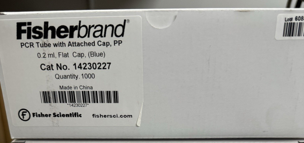 Fisherbrand PCR Tubes 0.2mL Attached Cap Blue 1000 Count 14230227