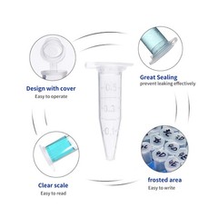 1000 PCS 0.5ml Microcentrifuge Tubes Clear Graduated Plastic Lab Snap Vials