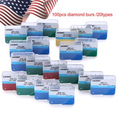 【USA】100Pcs Dental Diamond Burs for High Speed Handpiece Medium FG 1.6MM