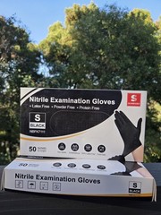 100 Schneider Nitrile Exam Gloves Small Black Powder Free Food Service NBFK7111