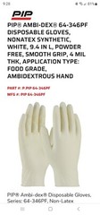 PIP AMBI-DEX 64-346PF Small DISPOSABLE GLOVES S NON-LATEX SYNTHETIC WHITE 4 mil