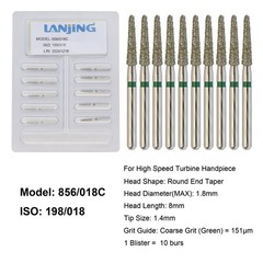 Dental Diamond Burs Round End Taper Diamond Bur Coarse Fine FG High Speed 856