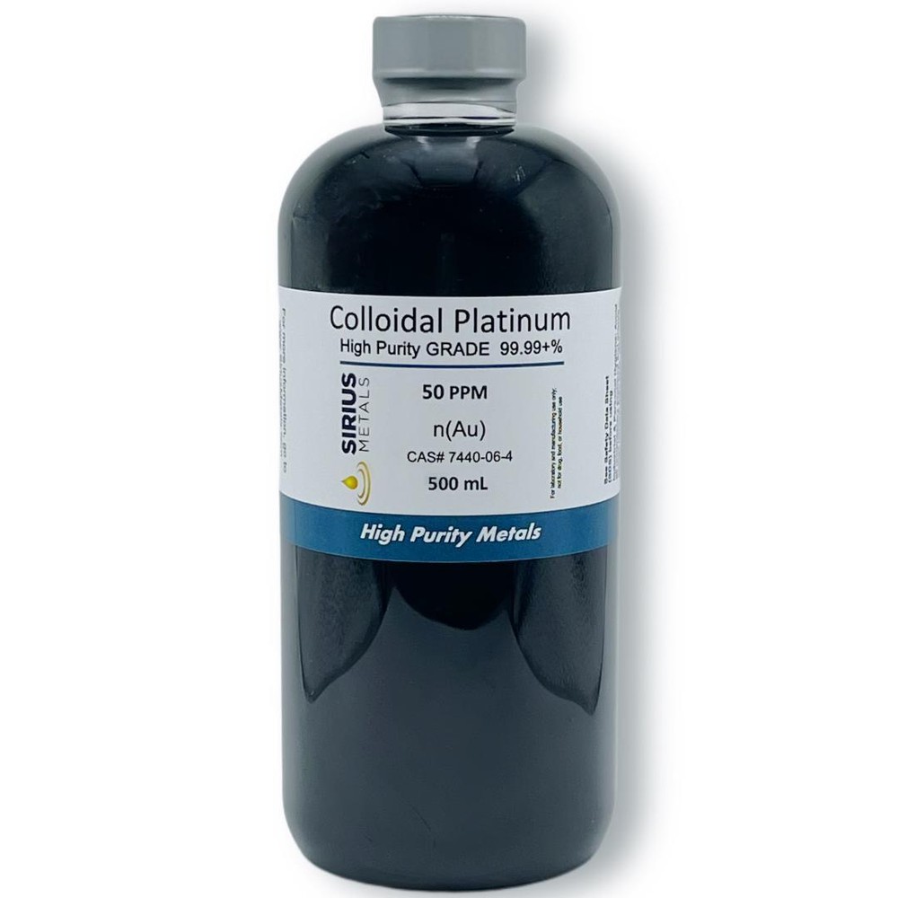 True Colloidal Platinum 50 ppm 500 mL (16.9 Fl Oz) in clear Plastic Bottle