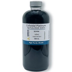 True Colloidal Platinum 50 ppm 500 mL (16.9 Fl Oz) in clear Plastic Bottle