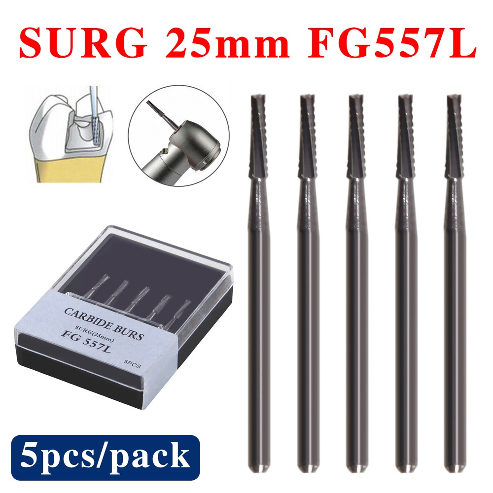 SANDENT Dental Carbide Surgical High Speed FG SURG 2 3 4 5 Length Bur 25mm OR