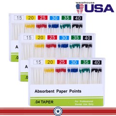Dental Endodontic Absorbent Paper Points Taper 0.04 15-40# Root Canal Cleaning