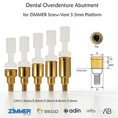 Dental 3.5/4.5mm Locator Attachment For Zimmer Screw-Vent system Abutment